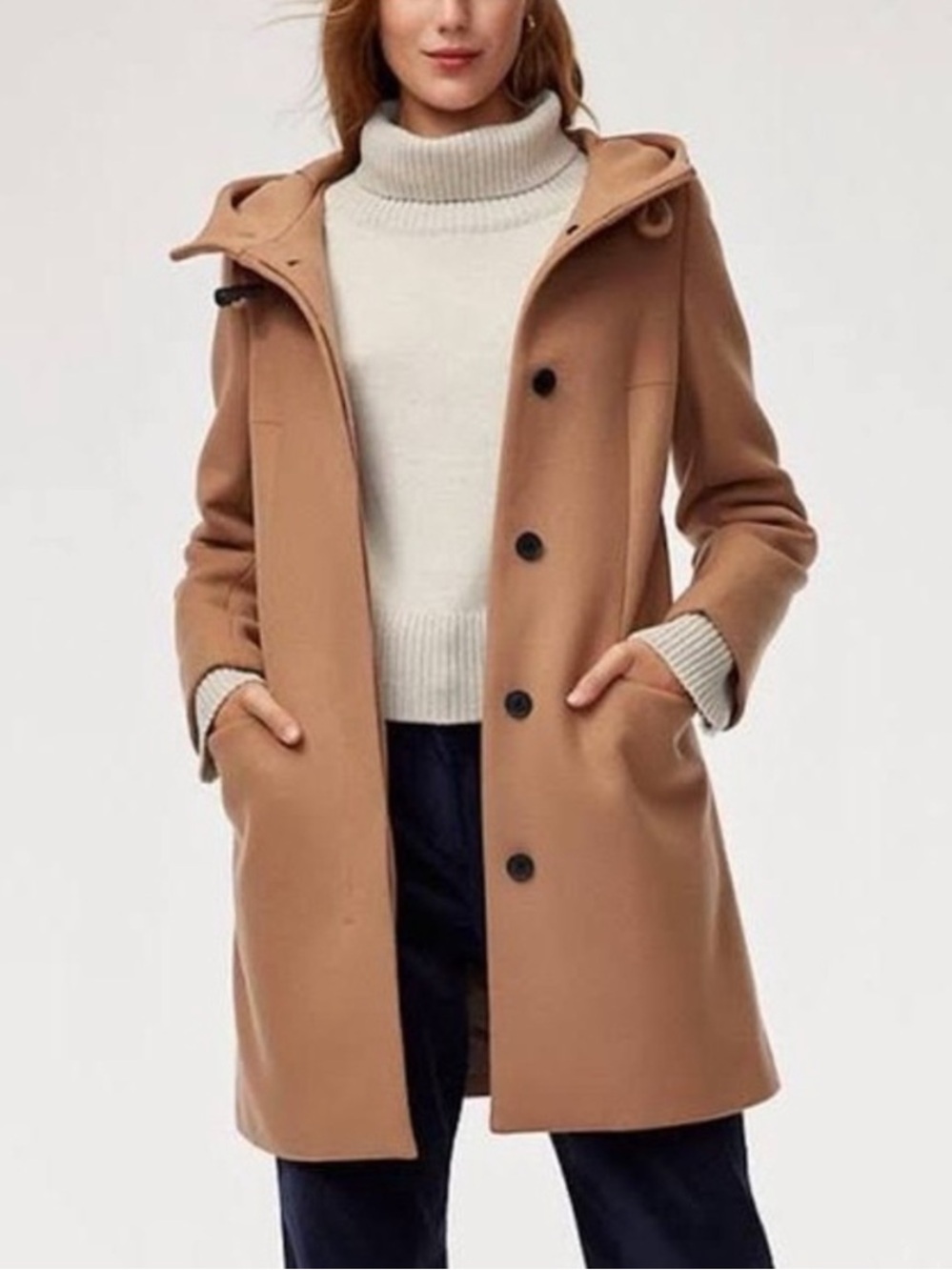 Aritzia Babaton Pearce Coat Camel Wool Cashmere Size M Minimalist